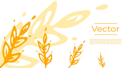 Wheat fields vector illustration. Cereals food crisis hand drawn background. Fram ranch media banner