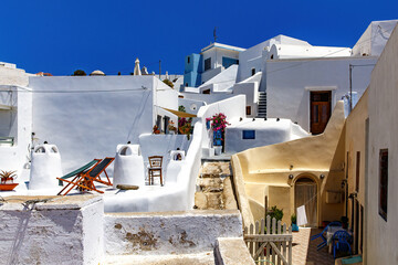 Walking in the streets of Santorini in Greece