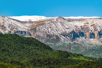 View of Shahdag mount covered with snow