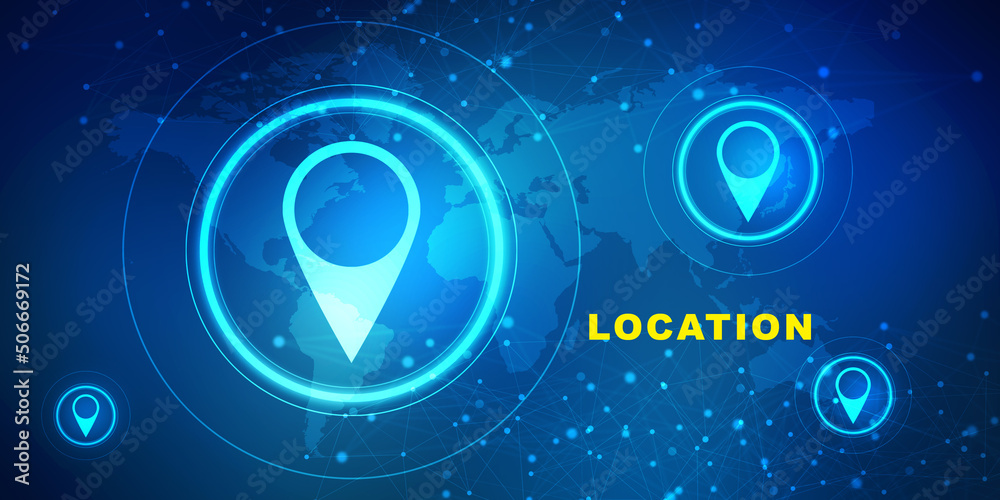 Poster 2d rendering Red map pointer
