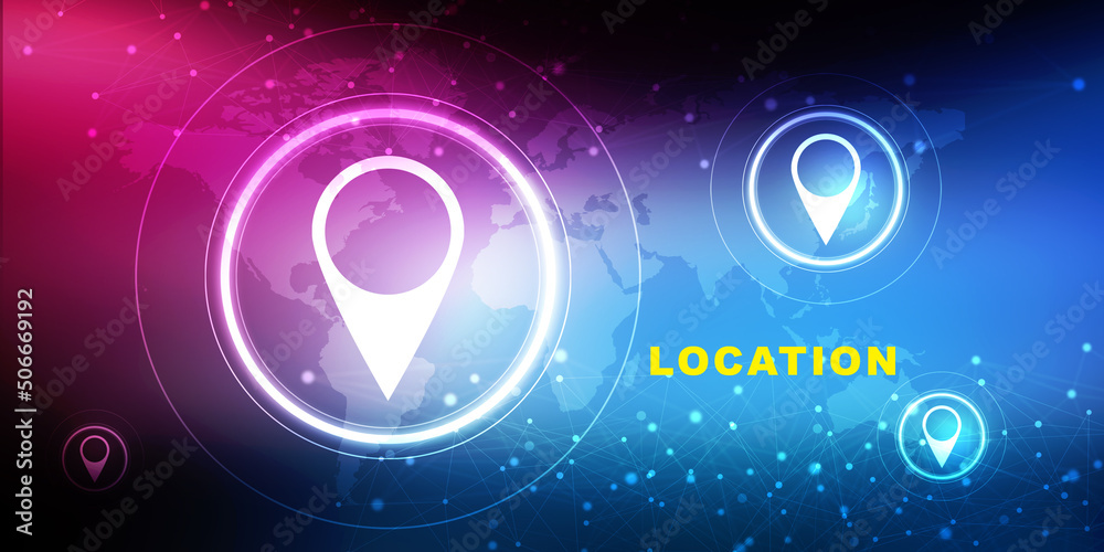 Poster 2d rendering Red map pointer
