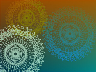 Illustration of colorful circles with beautiful orange light background.