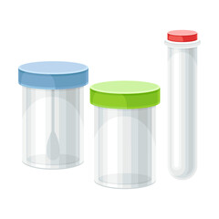 Plastic Container with Lid for Medical Test Vector Illustration