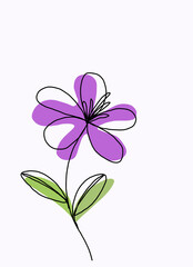 Simplicity flower freehand continuous line drawing flat design.