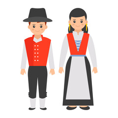Swiss couple standing together Concept, women wearing dirndl vector color icon design, World Indigenous Peoples symbol, characters in casual clothes Sign, traditional dress stock illustration