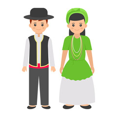 Brazilian Couple Standing together Concept, typical folk garments vector color icon design, World Indigenous Peoples symbol, characters in casual clothes Sign, traditional dress stock illustration