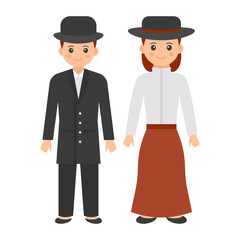 American couple standing together Concept, North Ethnic Dress of USA vector color icon design, World Indigenous Peoples symbol, characters in casual clothes Sign, traditional dress stock illustration