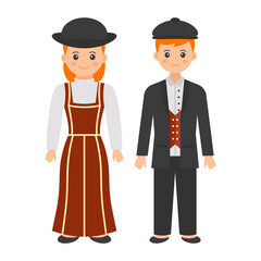 British Couple Standing together  Concept, Wales and Welsh dress code vector color icon design, World Indigenous Peoples symbol, characters in casual clothes Sign, traditional dress stock illustration