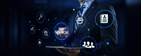 Job Search HR Human resources management concept on screen.