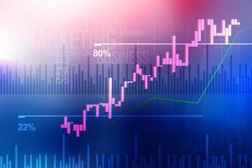 2d rendering Stock market online business concept. business Graph
