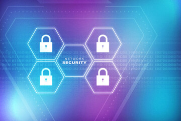 Fototapeta premium 2d illustration Safety concept: Closed Padlock on digital background 