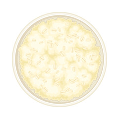 Oatmeal as Whole-grain Food with Rolled Oats in Deep Bowl Above View Vector Illustration