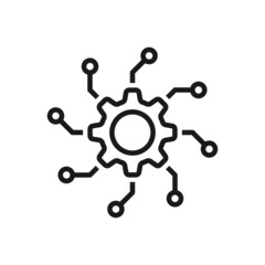 Automated system line icon. Data processing, machine learning, artificial intelligence