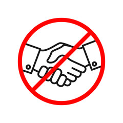 No handshake line icon. Handshake ban linear style