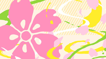 和風の桜のリキッドアニメーションをイメージした背景イラスト_16:9