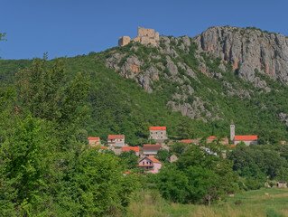 Prozor Fortress just above the town of Vrlika in Croatia