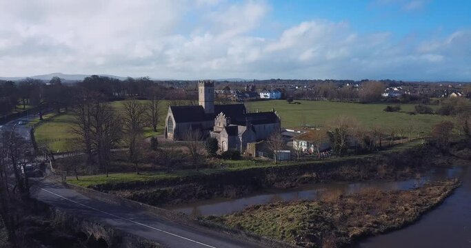 Aerial St. Nicholas Church of Ireland in Adare