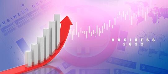 3d rendering Stock market online business concept. business Graph
