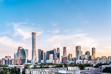 China Beijing CBD city skyline dusk scenery