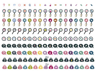 矢印や様々なアイコンが入った、プレート・吹き出し・お財布セット