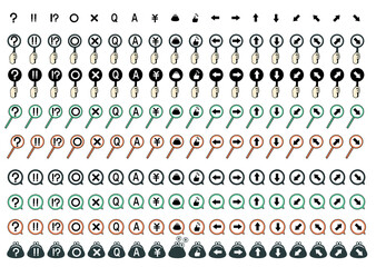 矢印や様々なアイコンが入った、プレート・吹き出し・お財布セット