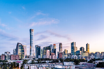 China Beijing CBD city skyline night view