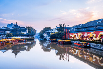 Early morning  of Qinhuai River in Nanjing, Jiangsu, China