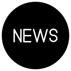 News simple icon vector. Flat design. White icon on black circle. White background.ai