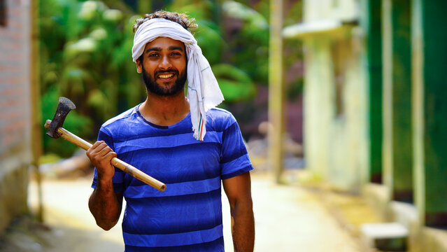 young indian farmer images young villager man farmer happy indian farmer labor boy image