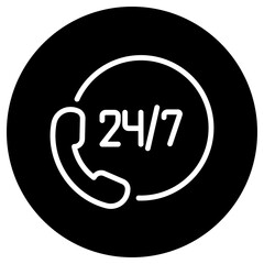 Support simple icon vector. Flat design. White icon on black circle. White background.ai