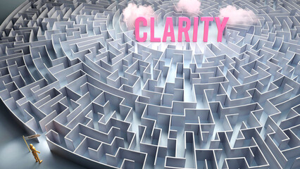 Clarity and a difficult path, confusion and frustration in seeking it, hard journey that leads to Clarity,3d illustration