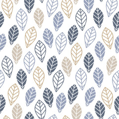 Floral vector seamless pattern. Geometric leaves background. Graphic abstract leaf silhouette illustration.Wallpaper, backdrop, fabric, textile, clothes print, wrapping paper or package design