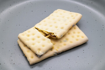 Crumbly Yogurt Biscuits on the Plate Top One broken ready too eat.