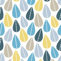 Color ornament leaf silhouette vector seamless pattern.Geometric leaves background.Graphic floral illustration. Wallpaper, backdrop, fabric, textile, print, wrapping paper or package design