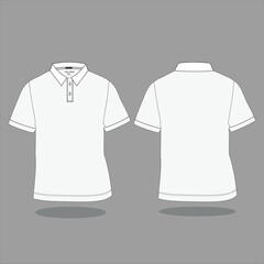 Polo Shirt  flat sketch template. Men’s Polo Shirt Technical Fashion Illustration.  Polo Shirt technical sketch for Teck pack design  Front and Back view 