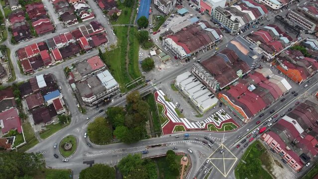 Aerial view roundabout at Kampar, Perak old town