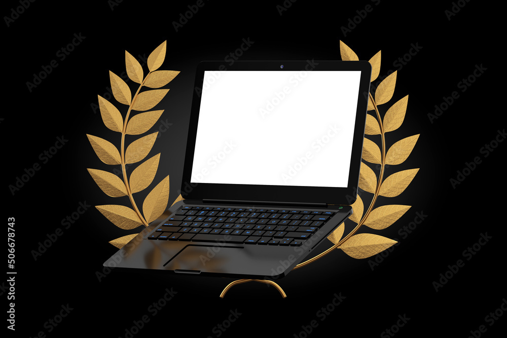 Leinwandbilder computer technology award concept. modern laptop computer notebook and blank screen for your design 
