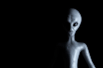 Blurred Background Scary Gray Humanoid Alien. 3d Rendering