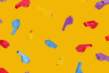 Many Multicolor Whistles. 3d Rendering