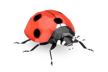 Abstract Low Poly Red  Beautiful Ladybird Art. 3d Rendering