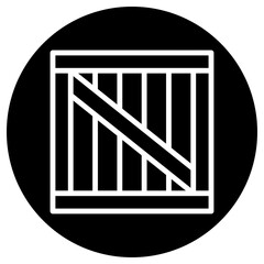 Cargo, box simple icon vector. Flat design. White icon on black circle. White background.ai