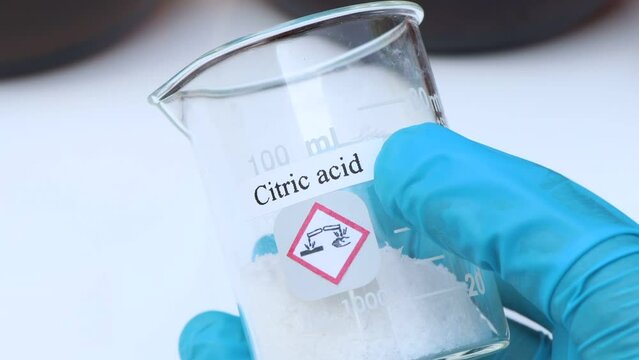 citric acid, a chemical used in the laboratory or industry 