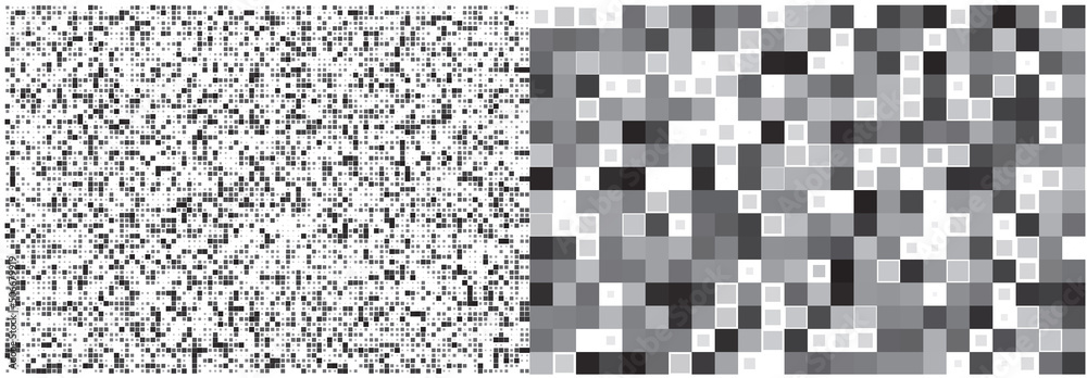 Wall mural white noise texture set. static interference grunge vector background. tv screen no signal. pixel st