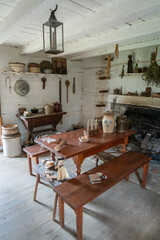 Inside a Recreation of Lincoln Boyhood House at the National Memorial in Indiana