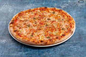 pizza on the wooden background