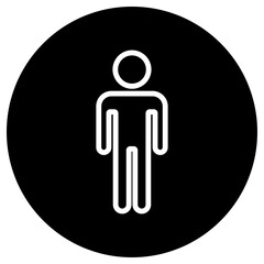 Man simple icon vector. Flat design. White icon on black circle. White background.ai