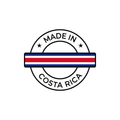 Made in Costa Rica vector round label badge with flag. Country stamp design