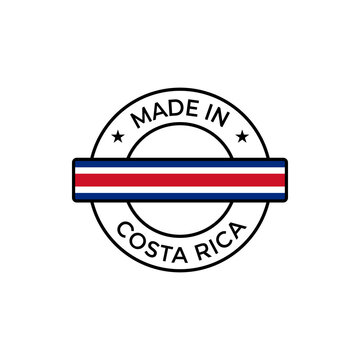 Made in Costa Rica vector round label badge with flag. Country stamp design