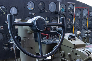 cockpit of world war two bomber airplane