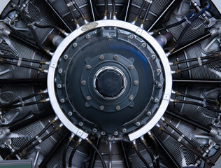 close up of an aircraft piston radial engine